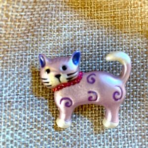 Cute little lavender kitty pink collar brooch.